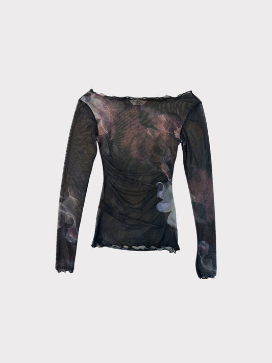 Miss Selfridge Boat Neck Floral Ruched Top