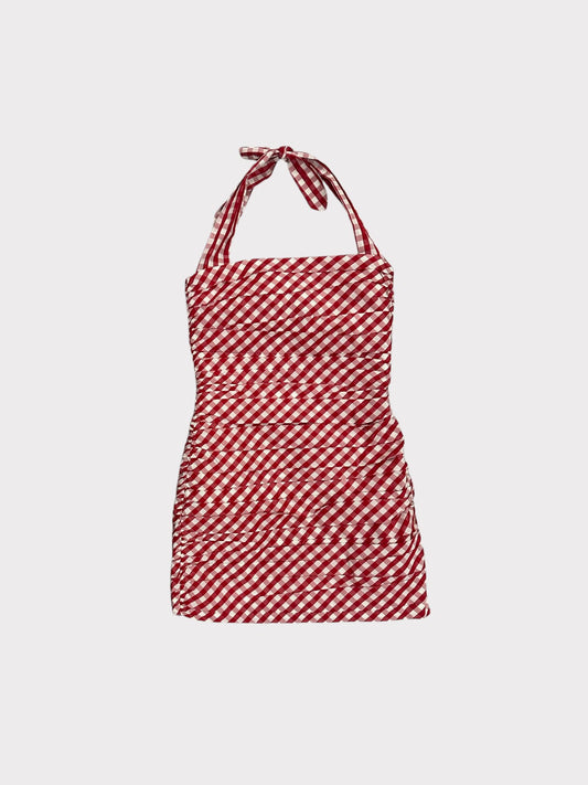 Bernadette Gingham Halter Neck Mini Dress