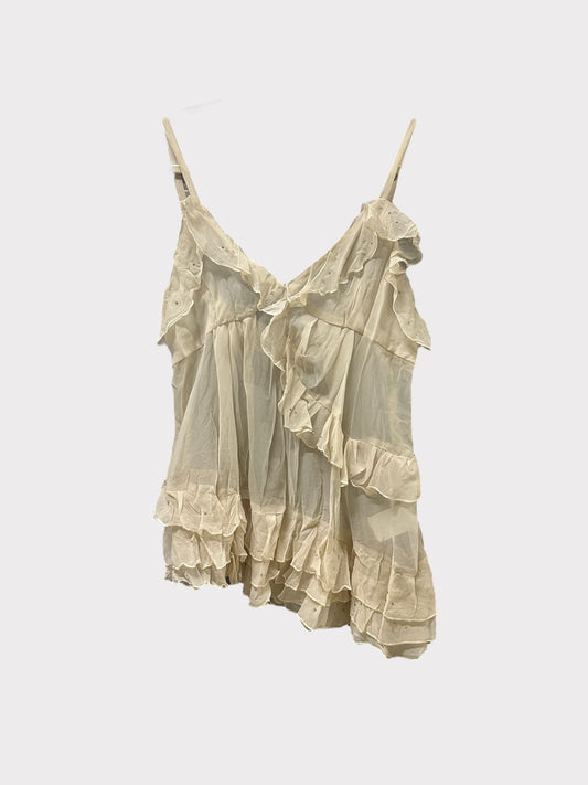 Galliano Asymmetric Strappy Ruffle Top