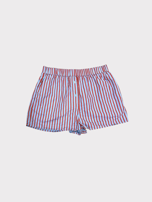 Topshop Blue & Red Striped Boxer Style Shorts