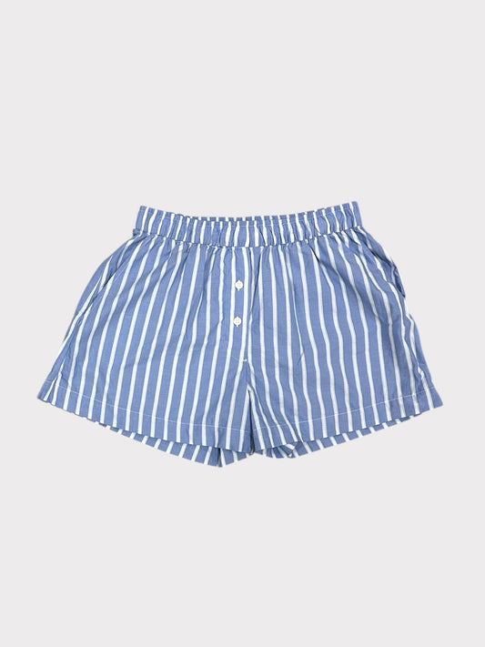 Monki Blue & White Striped Boxer Style Shorts