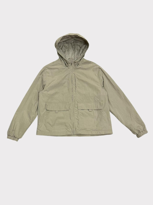 ASOS Design Beige Hooded Windbreaker with Front Pockets