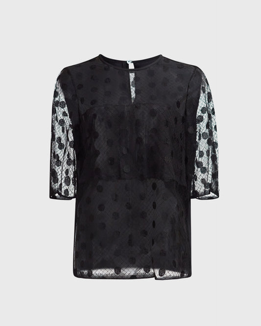 Willow Polka Dot Mesh Sleeve Blouse