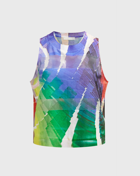 Zara W&B Collection Rainbow Mesh Vest Top