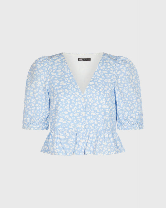 Zara Floral Peplum Top