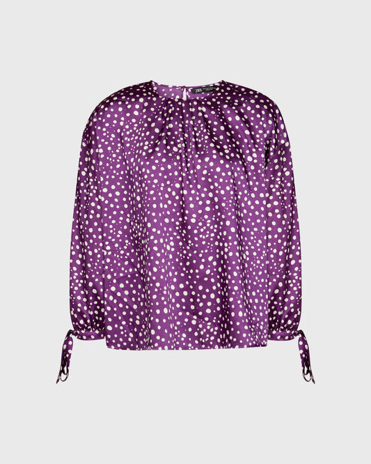 Zara Polka Dot Long Sleeve Blouse