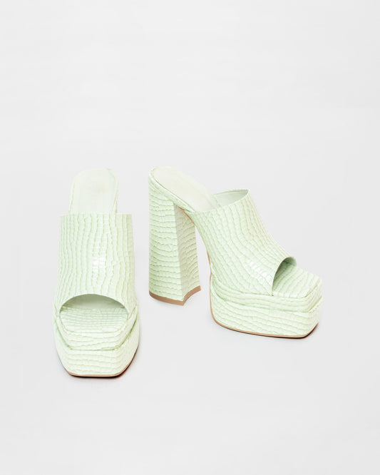 Daisy Street ‘Croc’ Platform Mules