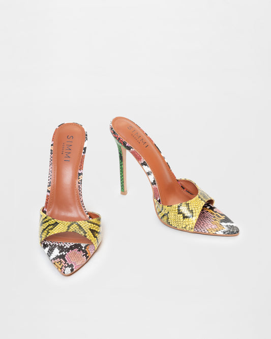 Simi Snake-print Stiletto Mules